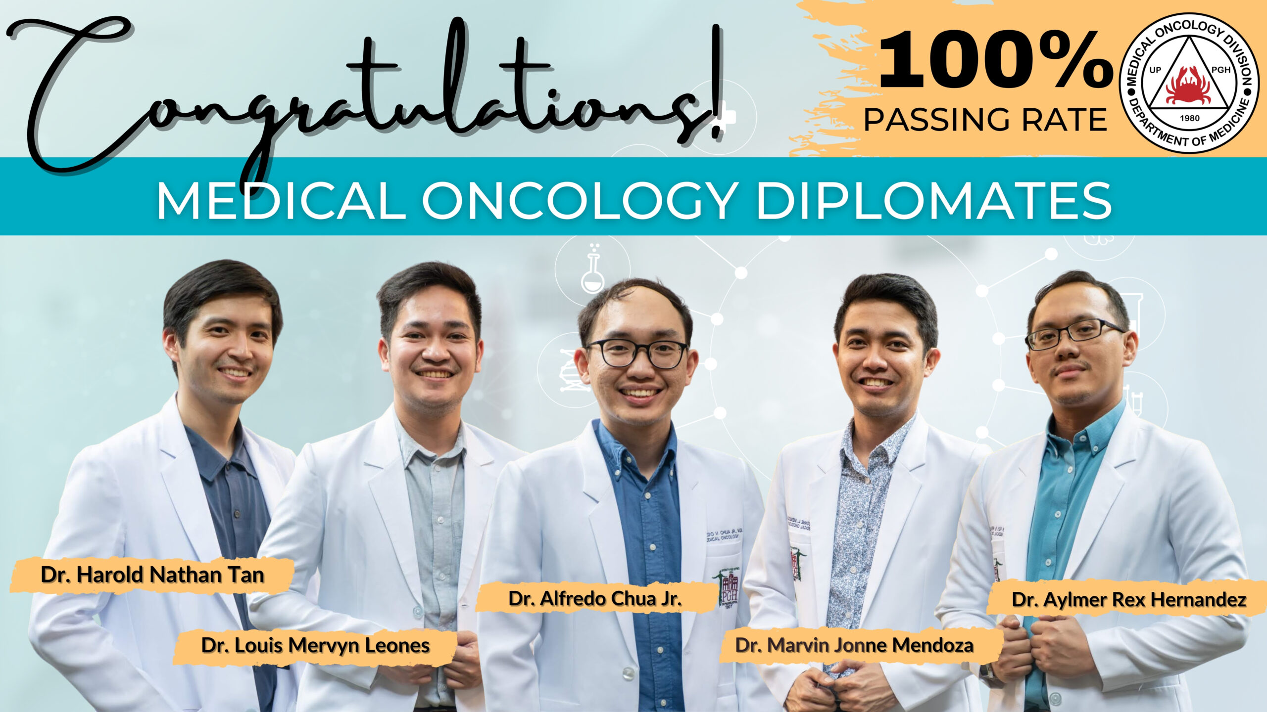 Congratulations to our recent Medical Oncology fellowship graduates for passing the diplomate examination of the Philippine Society of Medical Oncology!